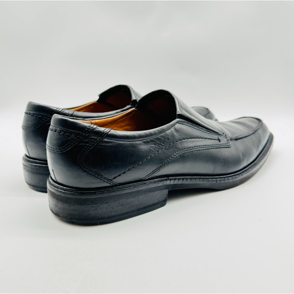Ecco Shoes Mens EU 47 US 13 Black Leather Driving Loafers Slip On Casual Comfort - Picture 8 of 13
